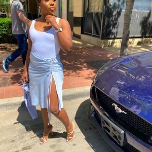 Sexy Satin skirt with slit